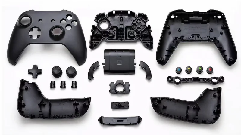 Injection molded plastic housing components