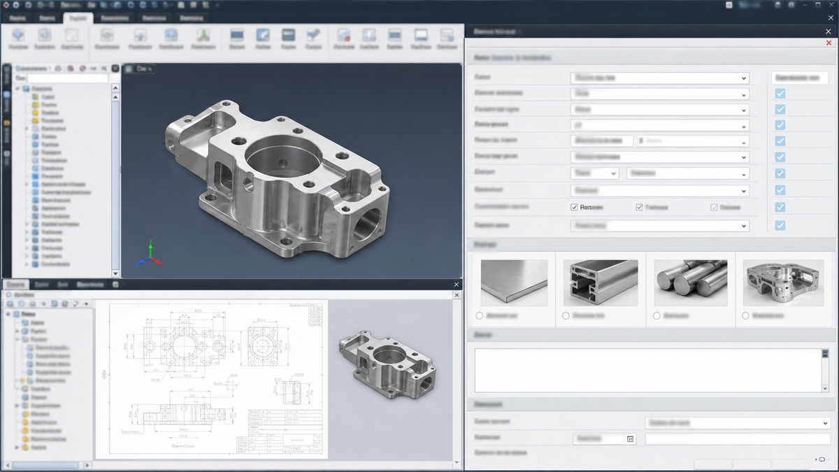 Machined enclosure with visible exterior face, internal pockets, tapped holes, and gasket surface.