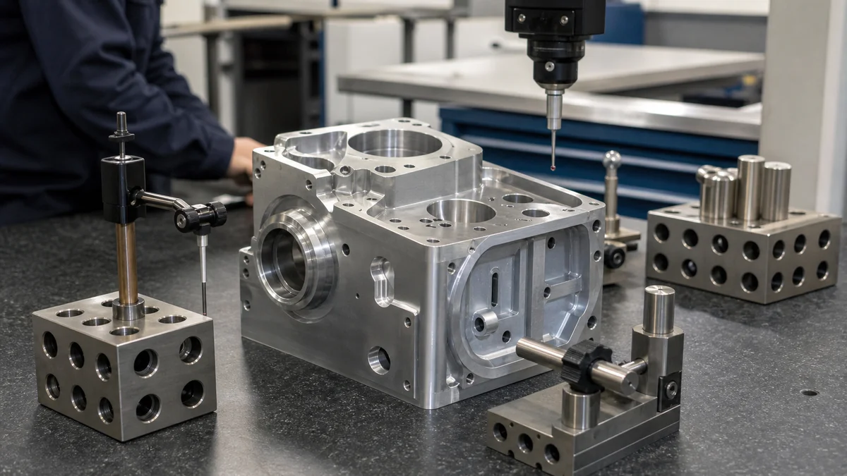 Deep Pocket Tool Access Short CNC cutter entering a deep machined pocket at an angle.