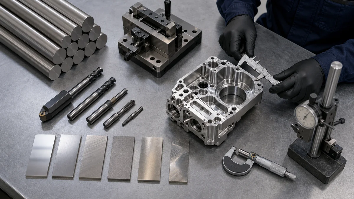 Machining Cost Drivers Stainless stock, a machined housing, cutting tools, fixture components, finish samples, and inspection instruments.