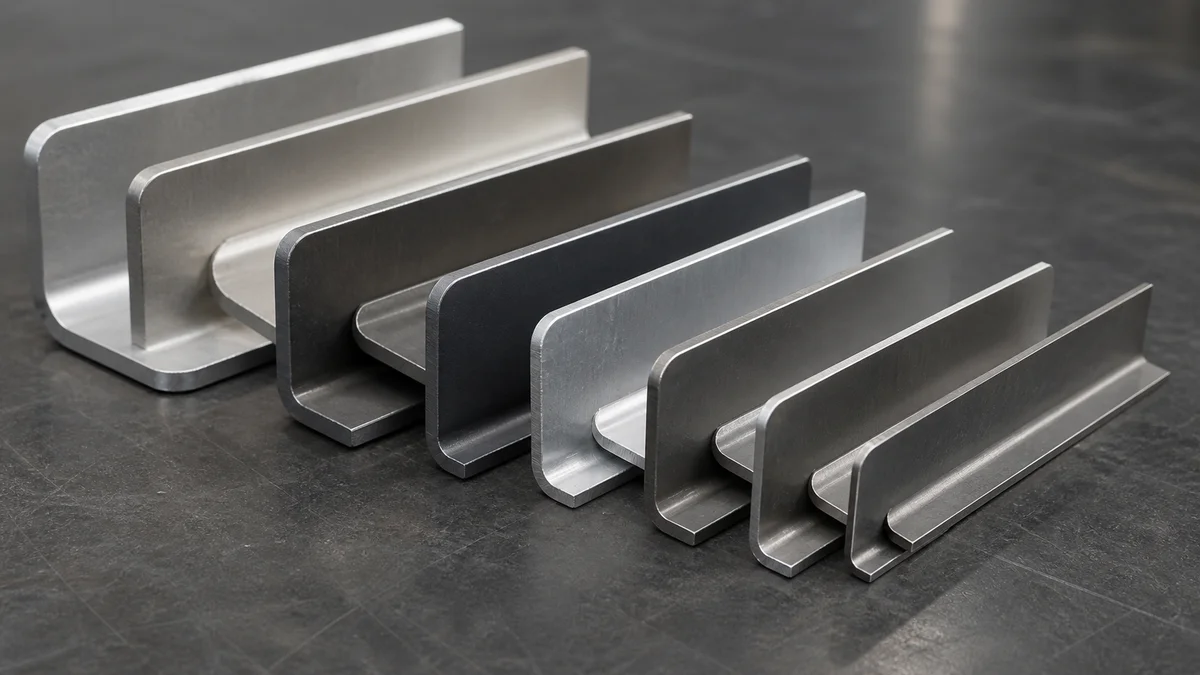 Several sheet metal samples showing different thicknesses and inside bend radii.