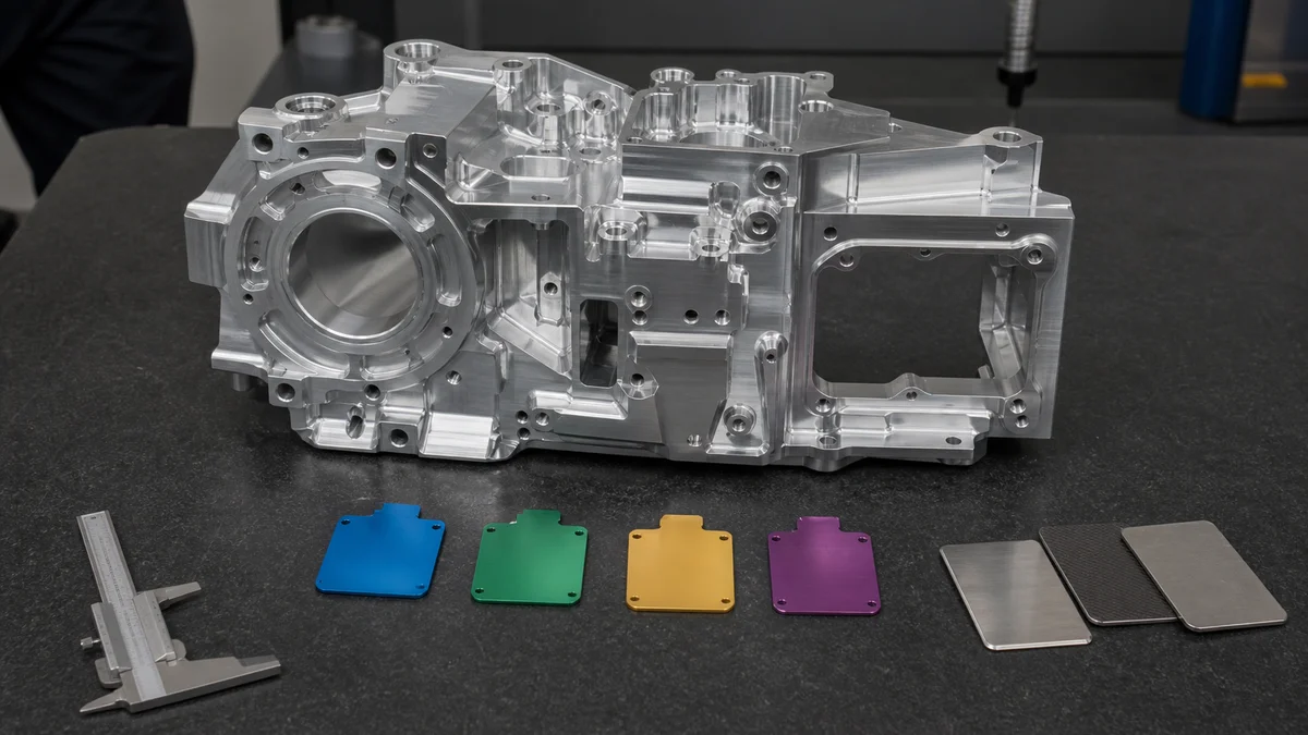 Machined aluminum housing displayed with distinct visible, functional, ordinary, and hidden surface areas.