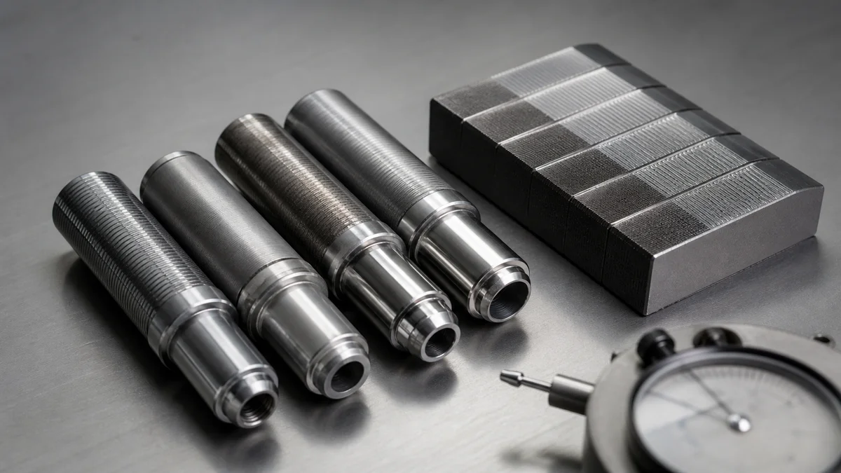 Cylindrical turned surfaces with different textures and one smooth sealing land.