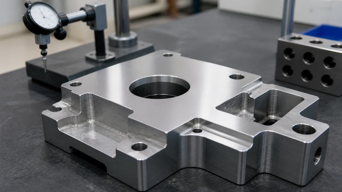 Selective Ground Surfaces Machined component with one finely ground mating surface and ordinary milled surrounding features.