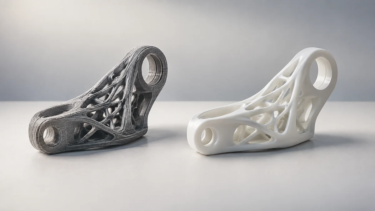 Two 3D printed lattice brackets in different materials