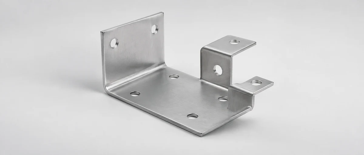 Bent metal bracket with formed flanges