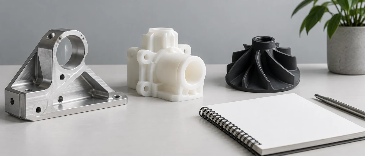 Machined, printed and cast engineering prototype samples