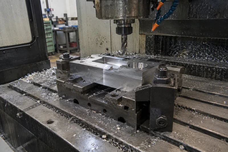 A milling machine with an in-process part