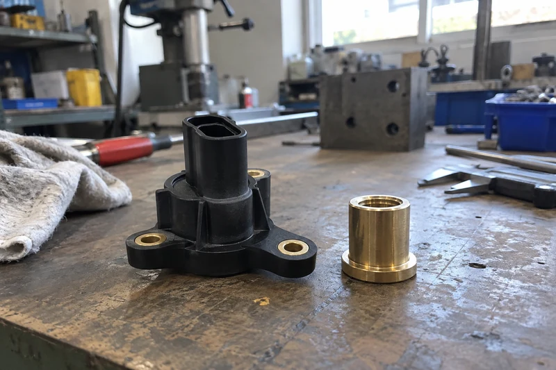 A molded part with a metal contact insert