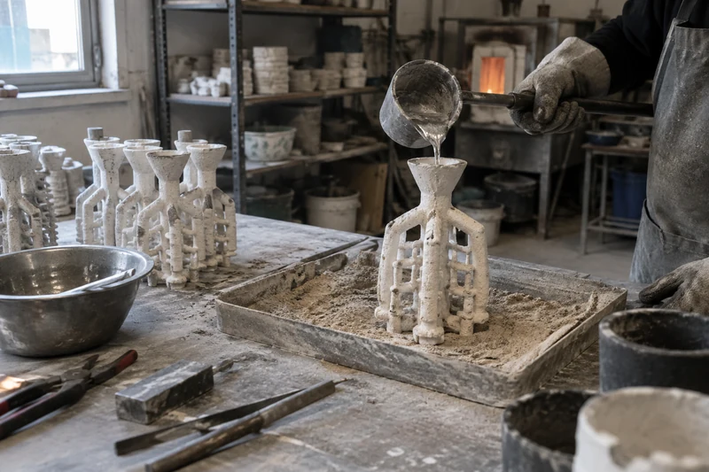 A ceramic shell, cast tree or cleaned casting