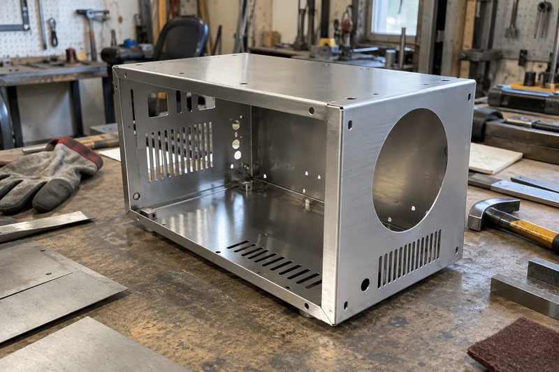 A finished sheet metal enclosure