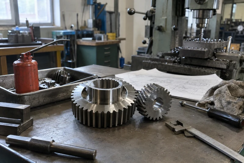 A finished gear checked to drawing