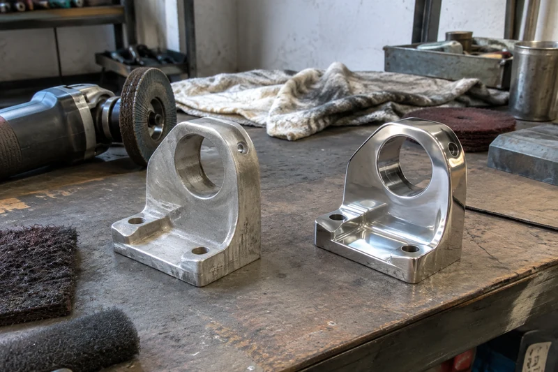 A treated and untreated part side by side