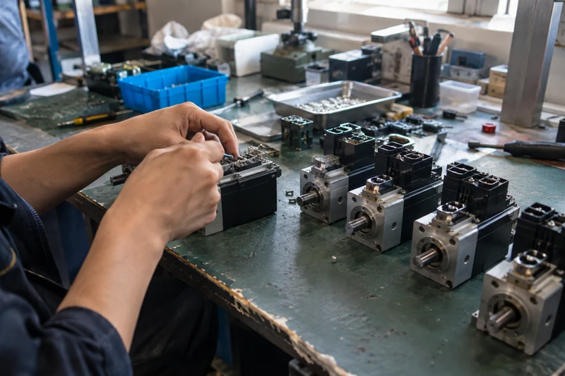 An automation component in production