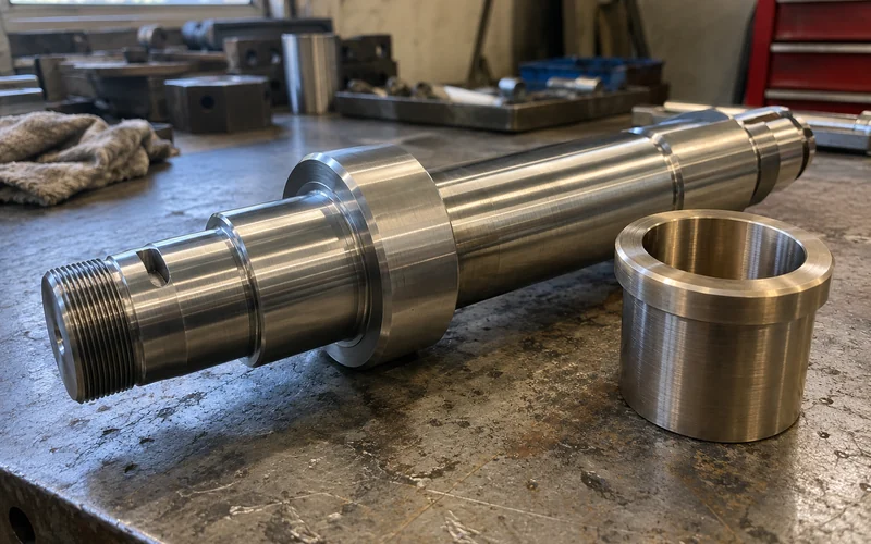 A CNC turned steel shaft and bushing