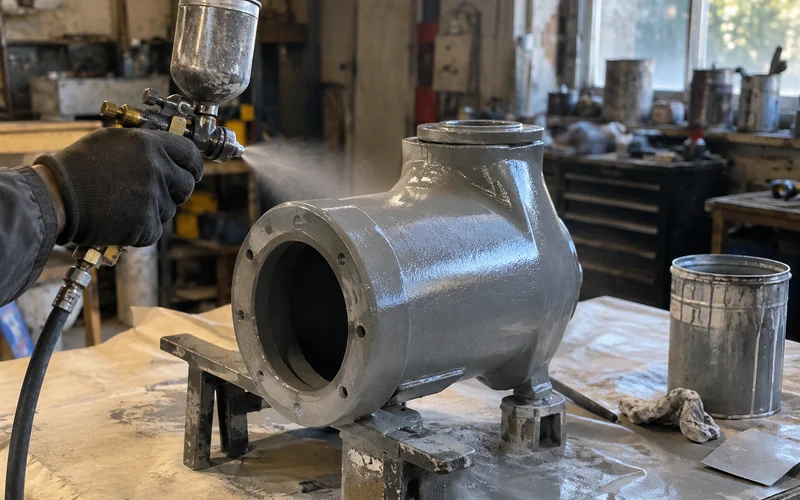 A part during surface treatment