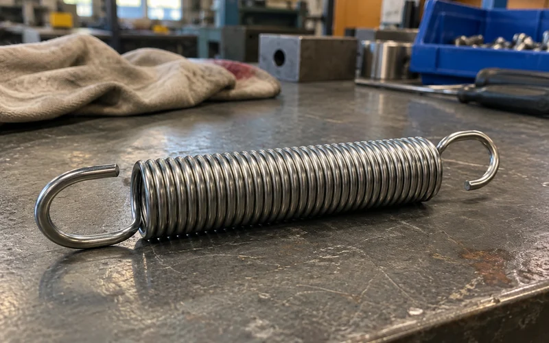 An extension spring with hooks