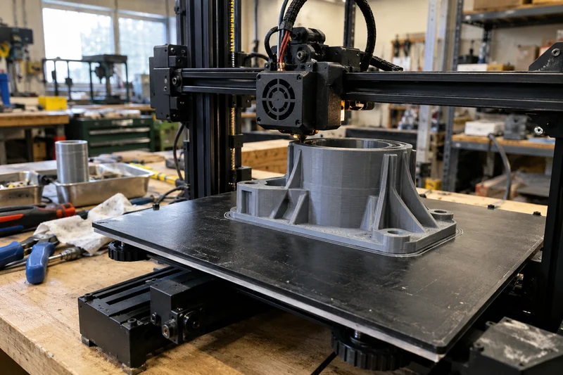 3D printing setup with an in-process part