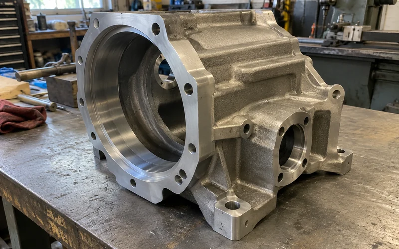 A sand cast housing machined to size