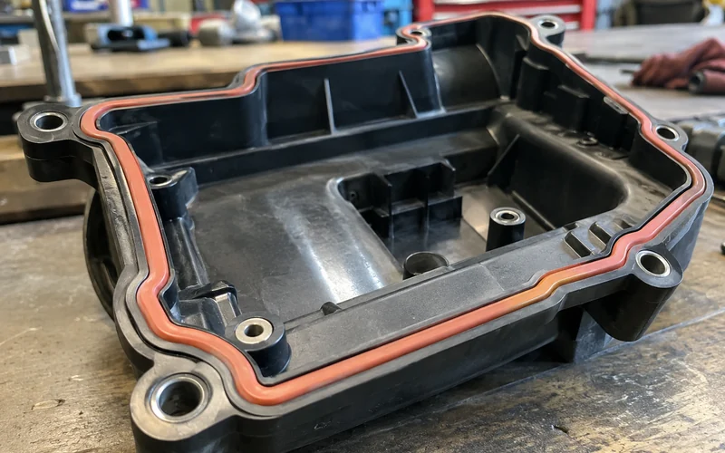 An overmolded seal on a plastic substrate