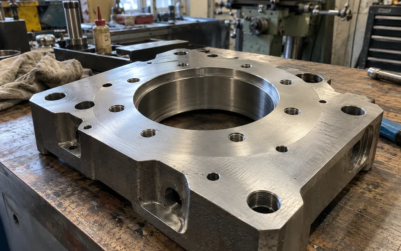 A machined locating face and hole pattern