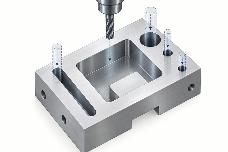 Milling tool access to pockets, slots and holes