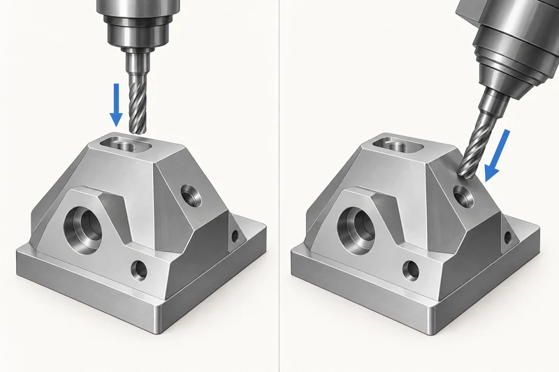Comparison of vertical and tilted tool access to a part