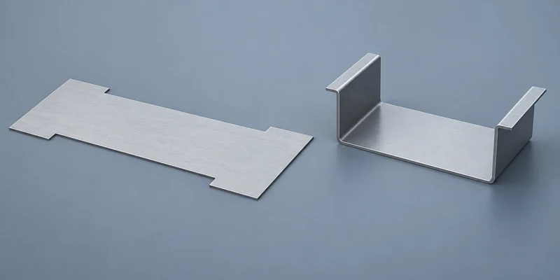 Flat blank and the same part after bending