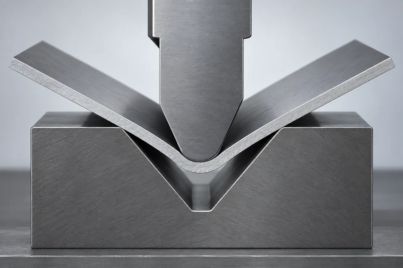 Sheet metal formed between punch and die