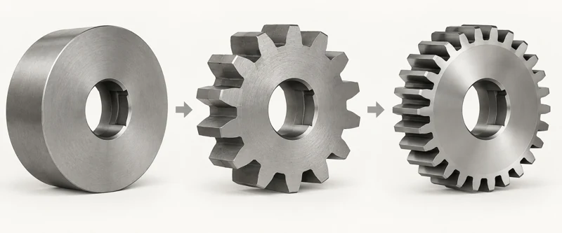 Gear blank, a tooth-cut gear and a finished gear