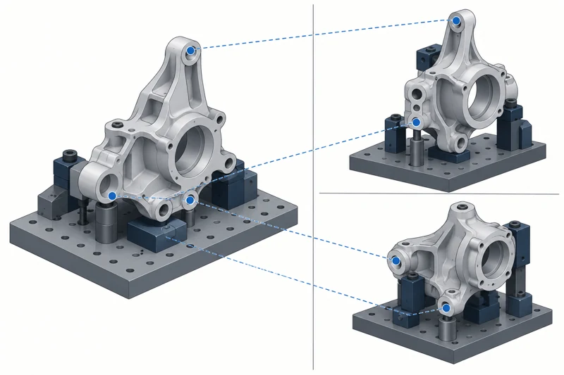 Setup options and datum transfer for a complex part