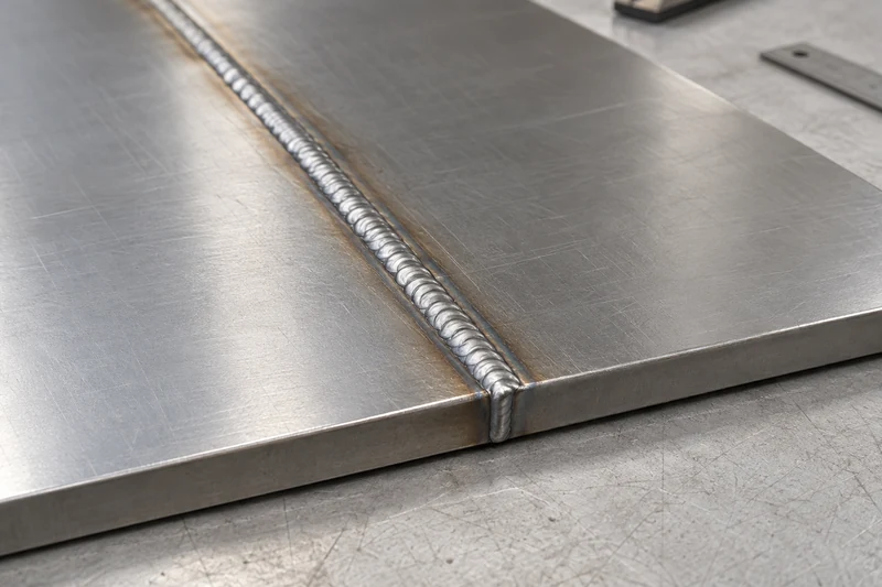 Joined sheet metal panels with a weld seam