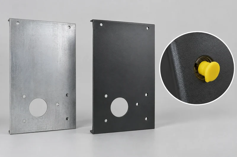 Bare and coated sheet metal with a masked thread