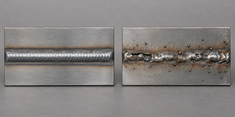 Comparison of a consistent and an irregular weld bead