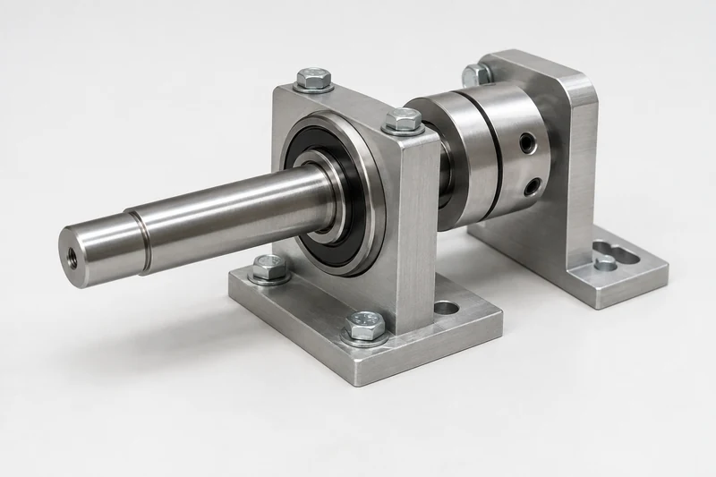 Small mechanical subassembly with shaft and bracket